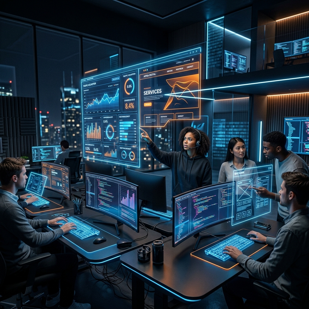 Futuristic Digital Agency Technology Illustration